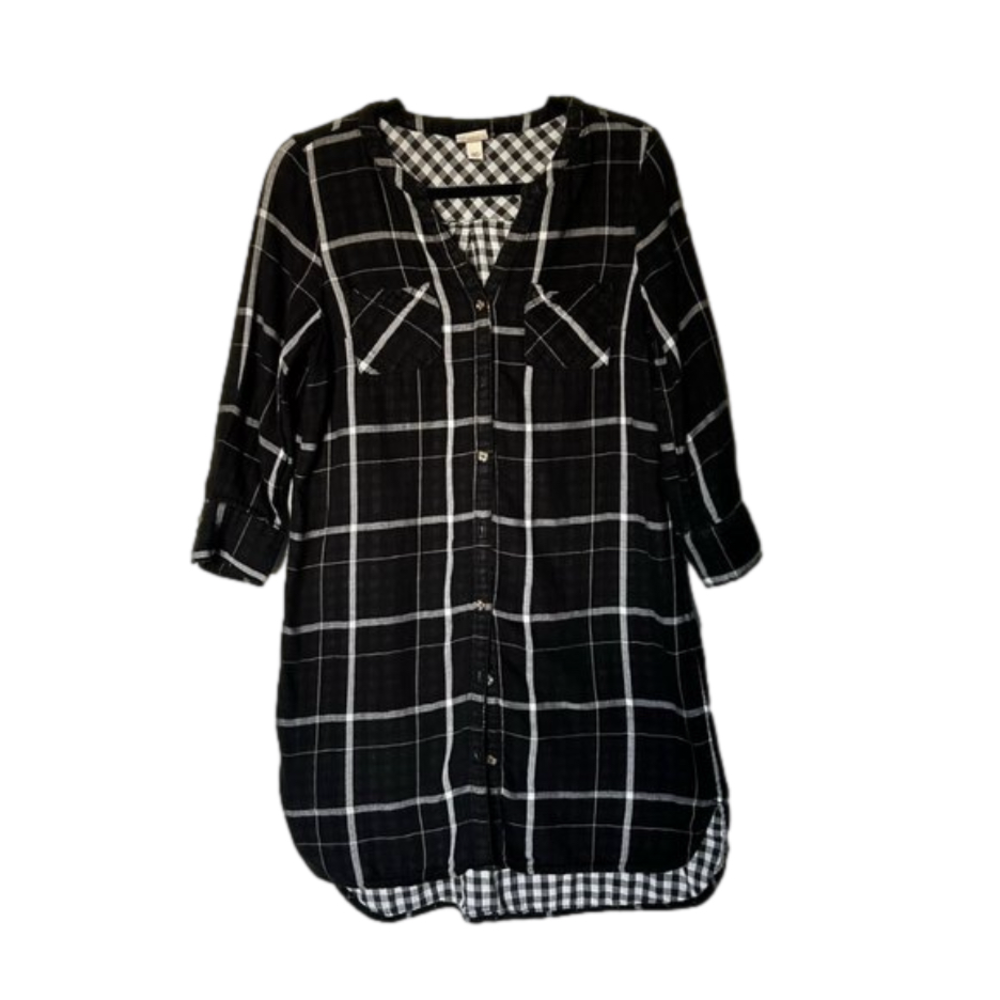 Merona Women's Oversized Asymmetrical Flannel Shirt, Small